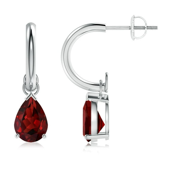 ANGARA Natural Pear-Shaped 2.6 ct Garnet Drop Earrings with Screw Back in Platinum for Women (Size-8x6mm) | January Birthstone, Birthday, Anniversary, Jewelry Gift for Women | Natural Garnet Earrings