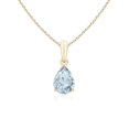 thumbnail image 1 of ANGARA Natural Pear-Shaped Aquamarine Solitaire Pendant in 14K Yellow Gold for Women (Size-8x6mm) | March Birthstone, Birthday, Anniversary, Jewelry Gift for Women | Natural Aquamarine Necklace, 1 of 9