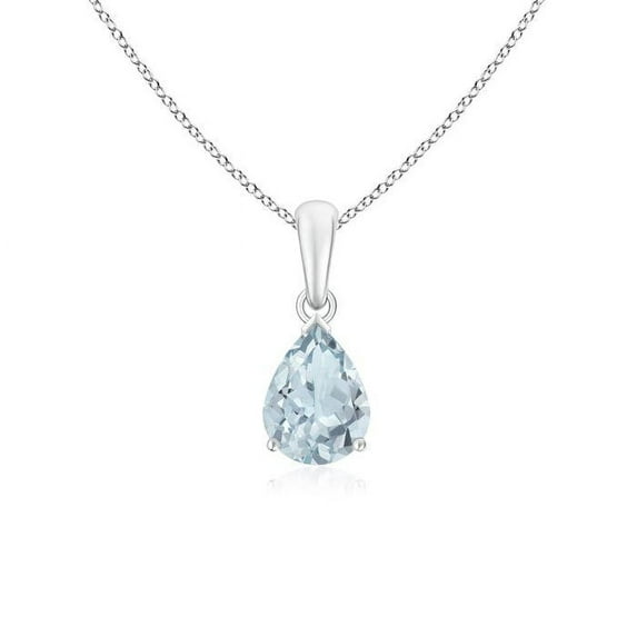 ANGARA Natural Pear-Shaped Aquamarine Solitaire Pendant in 925 Sterling Silver for Women (Size-8x6mm) | March Birthstone, Birthday, Anniversary, Jewelry Gift for Women | Natural Aquamarine Necklace