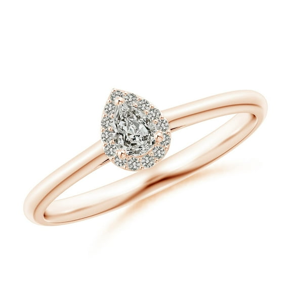 ANGARA Natural Pear-Shaped Diamond Halo Engagement Ring in 14K Rose Gold for Women (Size-4x3mm| Color-K| Clarity-I3) | April Birthstone, Anniversary, Jewelry Gift for Women | Natural Diamond Ring