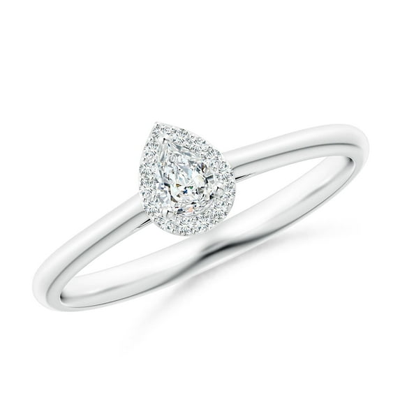 ANGARA Natural Pear-Shaped Diamond Halo Engagement Ring in 14K White Gold for Women (Size-4x3mm| Color-G| Clarity-VS2) | April Birthstone, Anniversary, Jewelry Gift for Women | Natural Diamond Ring
