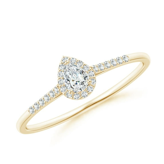 ANGARA Natural Pear-Shaped Diamond Halo Engagement Ring in 14K Yellow Gold for Women (Size-4x3mm| Color-G| Clarity-VS2) | April Birthstone, Anniversary, Jewelry Gift for Women | Natural Diamond Ring
