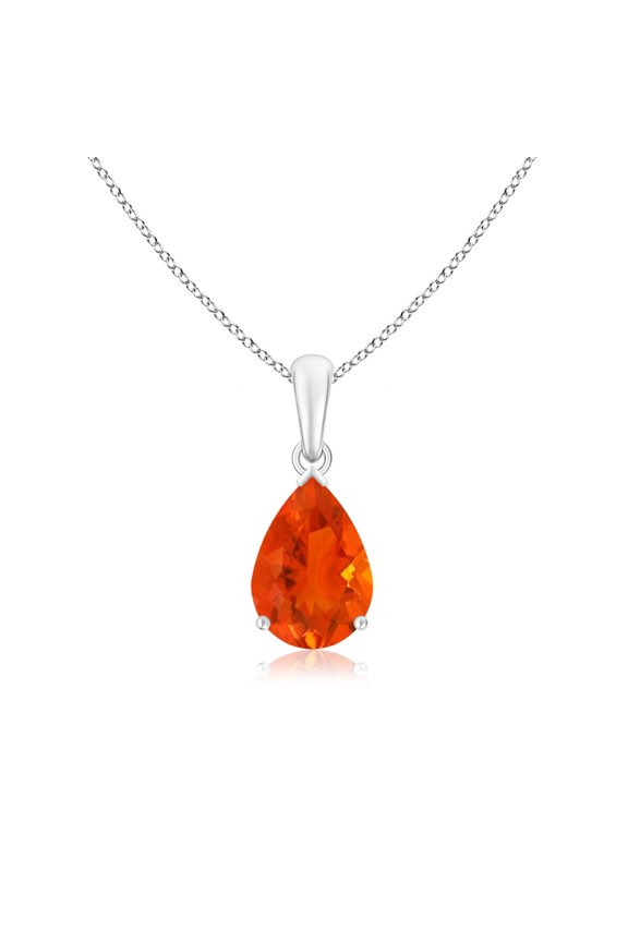 Natural Pear-Shaped Fire Opal Solitaire Pendant in 925 Sterling Silver for Women (Size-10x7mm) | October Birthstone, Birthday, Anniversary, Jewelry Gift for Women | Natural Fire Opal Necklace