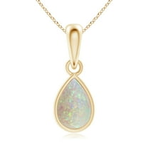 Angara Natural Opal Necklace - Pear Shaped Opal Dangle Pendant Necklace in 14K Yellow Gold for Women (Size-6x4mm) - October Birthstone Jewelry | 14K Yellow Gold Necklace