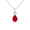 thumbnail image 1 of ANGARA Natural Pear-Shaped Ruby V-Bale Pendant in 14K White Gold for Women (Size-7x5mm) | July Birthstone, Birthday, Anniversary, Jewelry Gift for Women | Natural Ruby Necklace, 1 of 7