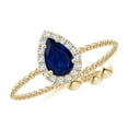 thumbnail image 1 of ANGARA Natural Pear-Shaped Sapphire Halo Bolo Ring in 14K Yellow Gold for Women (Size-6x4mm) | September Birthstone, Birthday, Anniversary, Jewelry Gift for Women | Natural Blue Sapphire Ring, 1 of 9