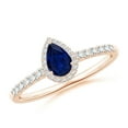 thumbnail image 1 of ANGARA Natural Pear-Shaped Sapphire Halo Engagement Ring in 14K Rose Gold for Women (Size-6x4mm) | September Birthstone, Birthday, Anniversary, Jewelry Gift for Women | Natural Blue Sapphire Ring, 1 of 11