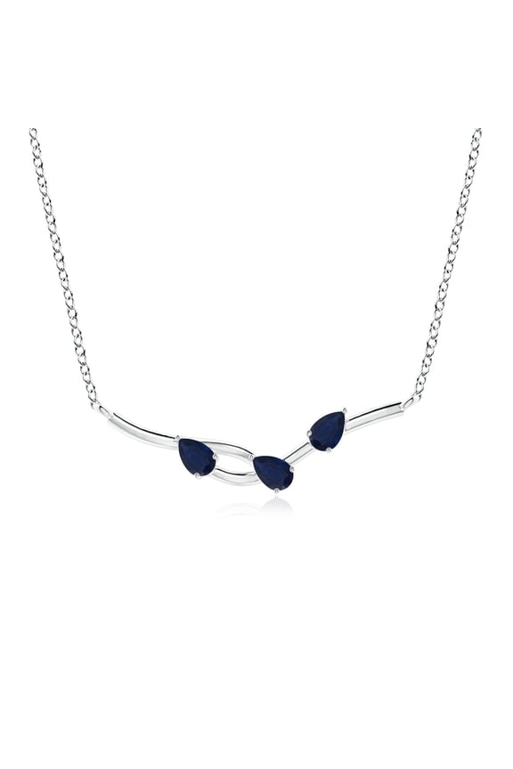 Natural Pear-Shaped Sapphire Tree Branch Pendant in 14K White Gold for Women (Size-5x3mm) | September Birthstone, Birthday, Anniversary, Jewelry Gift for Women | Natural Blue Sapphire Necklace