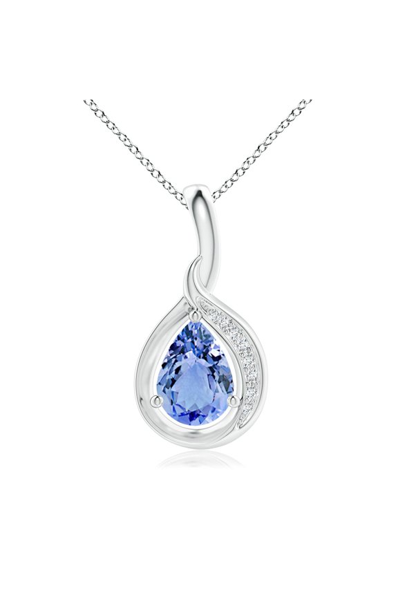 Natural Pear-Shaped Tanzanite and Diamond Loop Pendant in 925 Sterling Silver for Women (Size-7x5mm) | December Birthstone, Anniversary, Jewelry Gift for Women | Natural Tanzanite Necklace