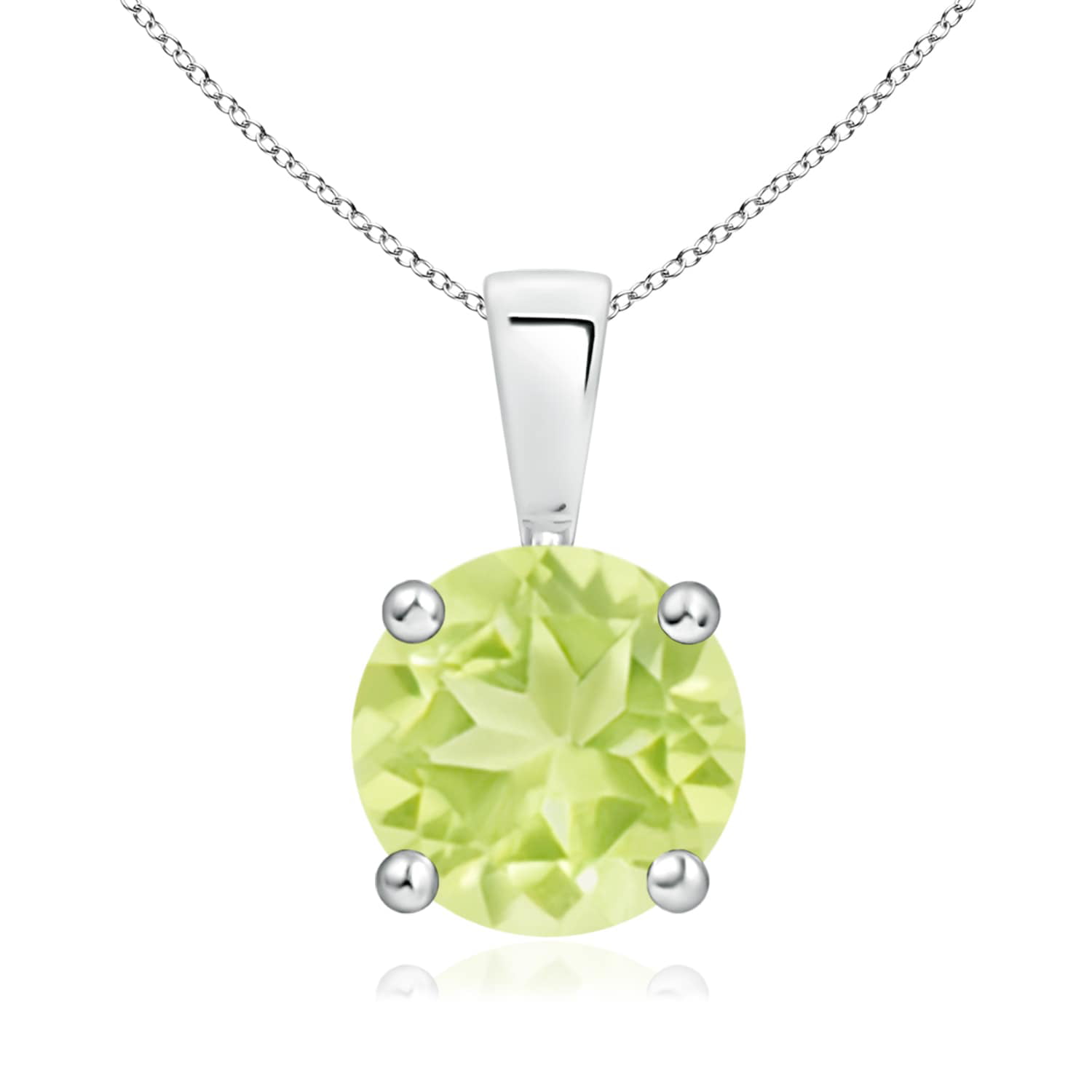 Angara Natural Peridot Solitaire Pendant Necklace for Women, Girls