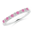 thumbnail image 1 of ANGARA Natural Pink Sapphire and Diamond Half Eternity Wedding Ring in Platinum for Women (Size-2mm) | September Birthstone, Birthday, Anniversary, Jewelry Gift for Women | Natural Pink Sapphire Ring, 1 of 7