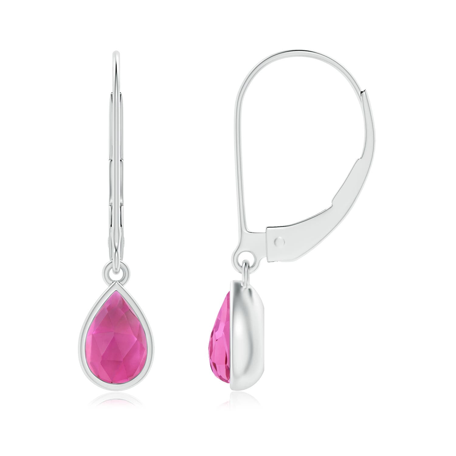ANGARA Natural Pink Tourmaline Solitaire Drop Earrings in 925 Sterling Silver for Women (Size-6x4mm) | October Birthstone, Anniversary, Jewelry Gift for Women | Natural Pink Tourmaline Earrings