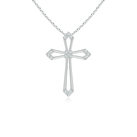 ANGARA Natural Pointed Open Cross Pendant with Diamonds in 14K White Gold for Women (Size-1mm| Color-G| Clarity-VS2) | April Birthstone, Anniversary, Jewelry Gift for Women | Natural Diamond Necklace