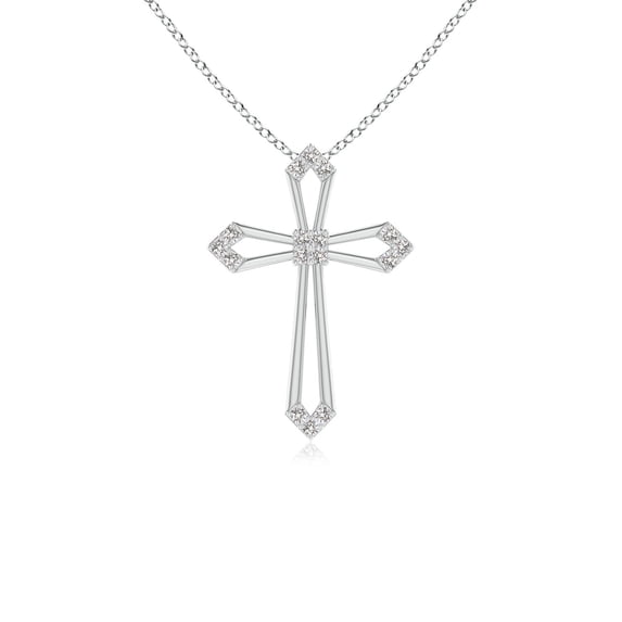 ANGARA Natural Pointed Open Cross Pendant with Diamonds in 14K White Gold for Women (Size-1mm| Color-I-J| Clarity-I1-I2) | Anniversary, Jewelry Gift for Women | Natural Diamond Necklace