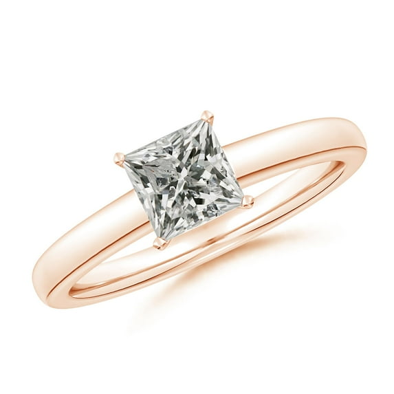 ANGARA Natural Princess-Cut 1.05 ct Diamond Engagement Ring in 14K Rose Gold for Women (Size-5.5mm| Color-K| Clarity-I3) | April Birthstone, Anniversary, Jewelry Gift for Women | Natural Diamond Ring