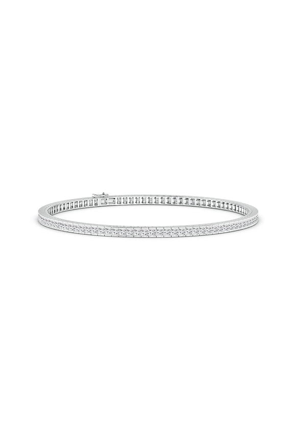 Natural Princess-Cut 3.17 ct Diamond Tennis Bracelet in 14K White Gold for Women (Size-1.7mm| Color-H| Clarity-SI2) | Anniversary, Jewelry Gift for Women | Natural Diamond Bracelet