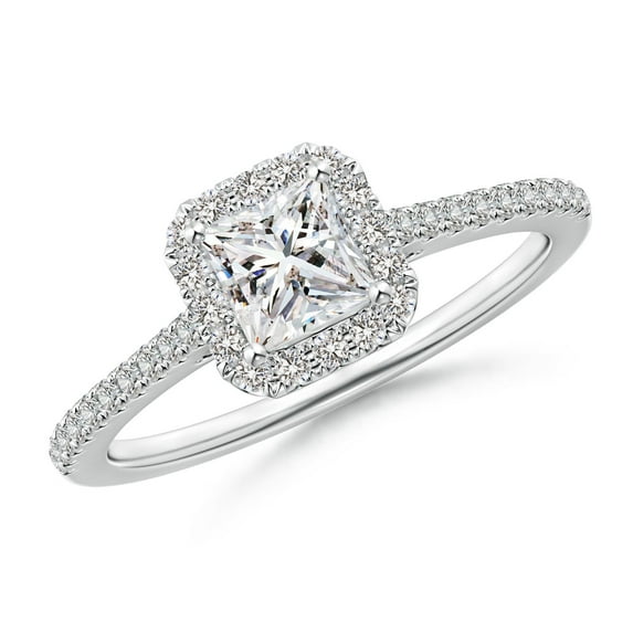 ANGARA Natural Princess-Cut Diamond Engagement Ring in 14K White Gold for Women (Size-4.5mm| Color-I-J| Clarity-I1-I2) | April Birthstone, Anniversary, Jewelry Gift for Women | Natural Diamond Ring