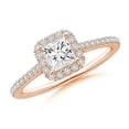 thumbnail image 1 of ANGARA Natural Princess-Cut Diamond Halo Engagement Ring in 14K Rose Gold for Women (Size-4.5mm| Color-H| Clarity-SI2) | April Birthstone, Anniversary, Jewelry Gift for Women | Natural Diamond Ring, 1 of 9