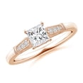thumbnail image 1 of ANGARA Natural Princess-Cut Diamond Ring with Milgrain in 14K Rose Gold for Women (Size-4.6mm| Color-H| Clarity-SI2) | April Birthstone, Anniversary, Jewelry Gift for Women | Natural Diamond Ring, 1 of 8