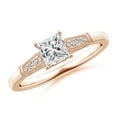 thumbnail image 1 of ANGARA Natural Princess-Cut Diamond Ring with Milgrain in 14K Rose Gold for Women (Size-4.6mm| Color-I-J| Clarity-I1-I2) | April Birthstone, Anniversary, Jewelry Gift for Women | Natural Diamond Ring, 1 of 8