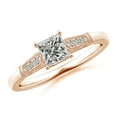 thumbnail image 1 of ANGARA Natural Princess-Cut Diamond Ring with Milgrain in 14K Rose Gold for Women (Size-4.6mm| Color-K| Clarity-I3) | April Birthstone, Anniversary, Jewelry Gift for Women | Natural Diamond Ring, 1 of 9