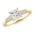 thumbnail image 1 of ANGARA Natural Princess-Cut Diamond Ring with Milgrain in 14K Yellow Gold for Women (Size-5.4mm| Color-H| Clarity-SI2) | April Birthstone, Anniversary, Jewelry Gift for Women | Natural Diamond Ring, 1 of 8