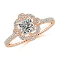 thumbnail image 1 of ANGARA Natural Princess-Cut Diamond Ring with Ornate in 14K Rose Gold for Women (Size-4.9mm| Color-K| Clarity-I3) | April Birthstone, Anniversary, Jewelry Gift for Women | Natural Diamond Ring, 1 of 8