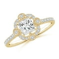 thumbnail image 1 of ANGARA Natural Princess-Cut Diamond Ring with Ornate in 14K Yellow Gold for Women (Size-4.9mm| Color-H| Clarity-SI2) | April Birthstone, Anniversary, Jewelry Gift for Women | Natural Diamond Ring, 1 of 9