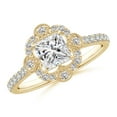 thumbnail image 1 of ANGARA Natural Princess-Cut Diamond Ring with Ornate in 14K Yellow Gold for Women (Size-5.2mm| Color-I-J| Clarity-I1-I2) | April Birthstone, Anniversary, Jewelry Gift for Women | Natural Diamond Ring, 1 of 8
