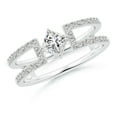 thumbnail image 1 of ANGARA Natural Princess Diamond Split Shank Ring in 14K White Gold for Women (Size-4mm| Color-I-J| Clarity-I1-I2) | April Birthstone, Anniversary, Jewelry Gift for Women | Natural Diamond Ring, 1 of 8