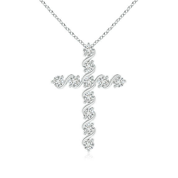 ANGARA Natural Prong & Bar Set Diamond Cross Pendant in 14K White Gold for Women (Size-1.9mm| Color-H| Clarity-SI2) | April Birthstone, Anniversary, Jewelry Gift for Women | Natural Diamond Necklace