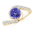 thumbnail image 1 of ANGARA Natural Prong-Set 1.45 ct Tanzanite Bypass Ring with Diamond Accents in 14K Yellow Gold for Women (Size-7mm) | December Birthstone, Anniversary, Jewelry Gift for Women | Natural Tanzanite Ring, 1 of 9