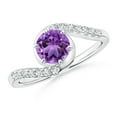 thumbnail image 1 of ANGARA Natural Prong-Set Amethyst Bypass Ring with Diamond Accents in 14K White Gold for Women (Size-6mm) | February Birthstone, Birthday, Anniversary, Jewelry Gift for Women | Natural Amethyst Ring, 1 of 8