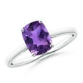 thumbnail image 1 of ANGARA Natural Prong-Set Cushion 1.2 ct Amethyst Solitaire Ring in 14K White Gold for Women (Size-8x6mm) | February Birthstone, Birthday, Anniversary, Jewelry Gift for Women | Natural Amethyst Ring, 1 of 9