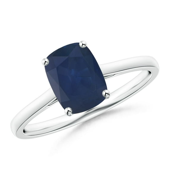 ANGARA Natural Prong-Set Cushion 1.5 ct Blue Sapphire Solitaire Ring in 925 Sterling Silver for Women (Size-8x6mm) | September Birthstone, Anniversary, Jewelry Gift for Women | Natural Sapphire Ring