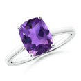 thumbnail image 1 of ANGARA Natural Prong-Set Cushion 2 ct Amethyst Solitaire Ring in 14K White Gold for Women (Size-9x7mm) | February Birthstone, Birthday, Anniversary, Jewelry Gift for Women | Natural Amethyst Ring, 1 of 9