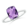 thumbnail image 1 of ANGARA Natural Prong-Set Cushion 2 ct Amethyst Solitaire Ring in 14K White Gold for Women (Size-9x7mm) | February Birthstone, Birthday, Anniversary, Jewelry Gift for Women | Natural Amethyst Ring, 1 of 9