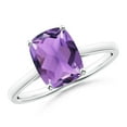 thumbnail image 1 of ANGARA Natural Prong-Set Cushion 2 ct Amethyst Solitaire Ring in 925 Sterling Silver for Women (Size-9x7mm) | February Birthstone, Anniversary, Jewelry Gift for Women | Natural Amethyst Ring, 1 of 9
