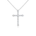 thumbnail image 1 of ANGARA Natural Prong-Set Diamond Budded Cross Pendant in 14K White Gold for Women (Size-2.4mm| Color-G| Clarity-VS2) | April Birthstone, Anniversary, Jewelry Gift for Women | Natural Diamond Necklace, 1 of 9