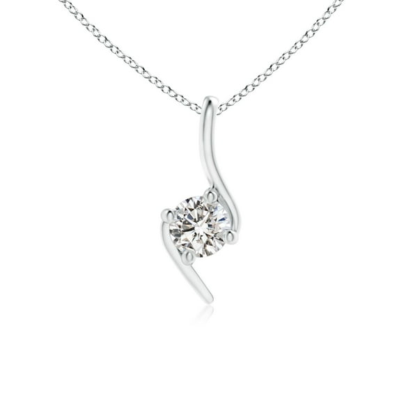 ANGARA Natural Prong-Set Diamond Bypass Pendant in 14K White Gold for Women (Size-4.1mm| Color-I-J| Clarity-I1-I2) | April Birthstone, Anniversary, Jewelry Gift for Women | Natural Diamond Necklace