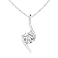 thumbnail image 1 of ANGARA Natural Prong-Set Diamond Bypass Pendant in 14K White Gold for Women (Size-5.1mm| Color-H| Clarity-SI2) | April Birthstone, Anniversary, Jewelry Gift for Women | Natural Diamond Necklace, 1 of 11