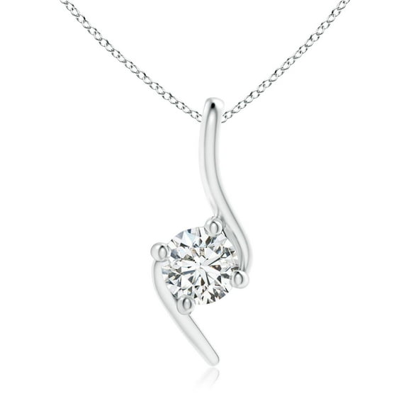 ANGARA Natural Prong-Set Diamond Bypass Pendant in 14K White Gold for Women (Size-5.1mm| Color-H| Clarity-SI2) | April Birthstone, Anniversary, Jewelry Gift for Women | Natural Diamond Necklace