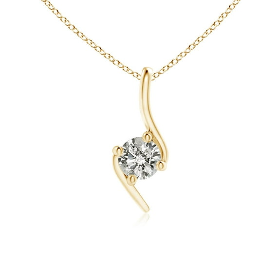 ANGARA Natural Prong-Set Diamond Bypass Pendant in 14K Yellow Gold for Women (Size-4.1mm| Color-K| Clarity-I3) | April Birthstone, Anniversary, Jewelry Gift for Women | Natural Diamond Necklace
