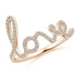 thumbnail image 1 of ANGARA Natural Prong Set Diamond Cursive "LOVE" Ring in 14K Rose Gold for Women (Size-0.9mm| Color-I-J| Clarity-I1-I2) | April Birthstone, Anniversary, Jewelry Gift for Women | Natural Diamond Ring, 1 of 9