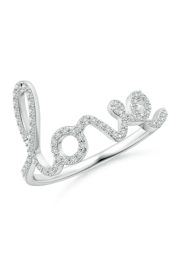 Natural Prong Set Diamond Cursive "LOVE" Ring in 925 Sterling Silver for Women (Size-0.9mm| Color-H| Clarity-SI2) | April Birthstone, Anniversary, Jewelry Gift for Women | Natural Diamond Ring