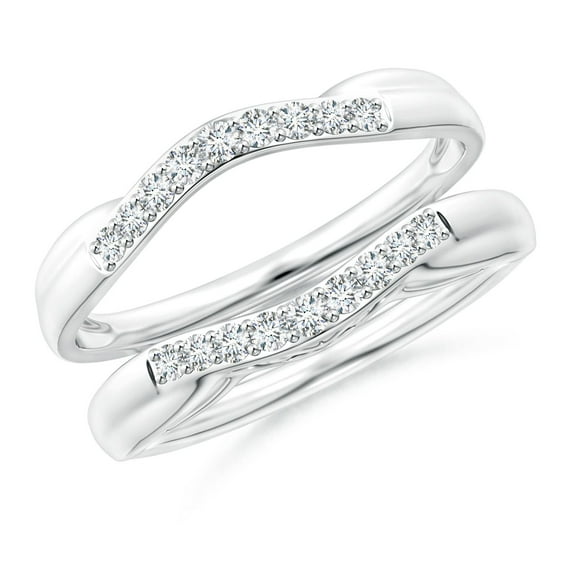 ANGARA Natural Prong-Set Diamond Curved Ring Wrap in 14K White Gold for Women (Size-1.6mm| Color-G| Clarity-VS2) | April Birthstone, Anniversary, Jewelry Gift for Women | Natural Diamond Ring