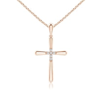 ANGARA Natural Prong-Set Diamond Fluted Cross Pendant in 14K Rose Gold for Women (Size-1.2mm| Color-G| Clarity-VS2) | April Birthstone, Anniversary, Jewelry Gift for Women | Natural Diamond Necklace
