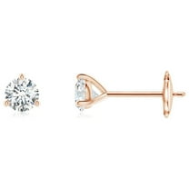 ANGARA Natural Prong-Set Diamond Martini Stud Earrings in 14K Rose Gold for Women (Size-3.2mm| Color-G| Clarity-VS2) | April Birthstone, Anniversary, Jewelry Gift for Women | Natural Diamond Earrings