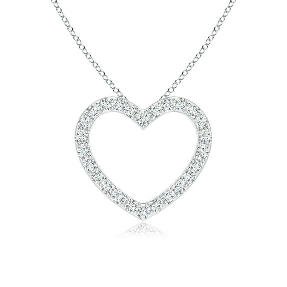 ANGARA Natural Prong-Set Diamond Open Heart Pendant in 14K White Gold for Women (Size-0.9mm| Color-G| Clarity-VS2) | April Birthstone, Anniversary, Jewelry Gift for Women | Natural Diamond Necklace