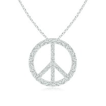 ANGARA Natural Prong-Set Diamond Peace Sign Pendant in 14K White Gold for Women (Size-1.3mm| Color-G| Clarity-VS2) | April Birthstone, Anniversary, Jewelry Gift for Women | Natural Diamond Necklace